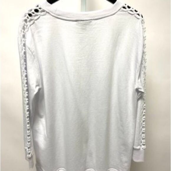 Roaman’s White Sweatshirt, long sleeve with crochet insert. Size 14/16. - Picture 2 of 4